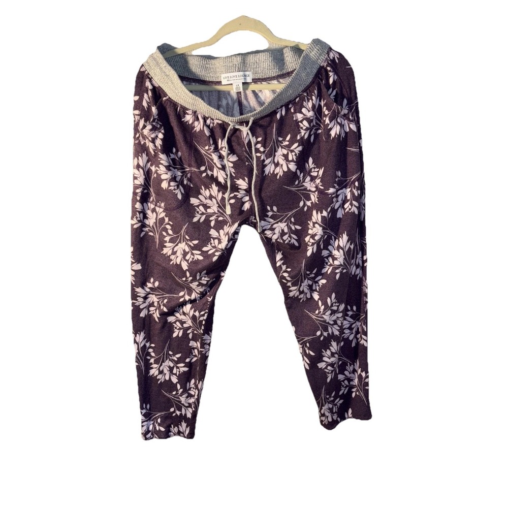 Live Love Lounge Pajama Set Womens Large Purple Floral Tank Top Pants Soft - Picture 4 of 6